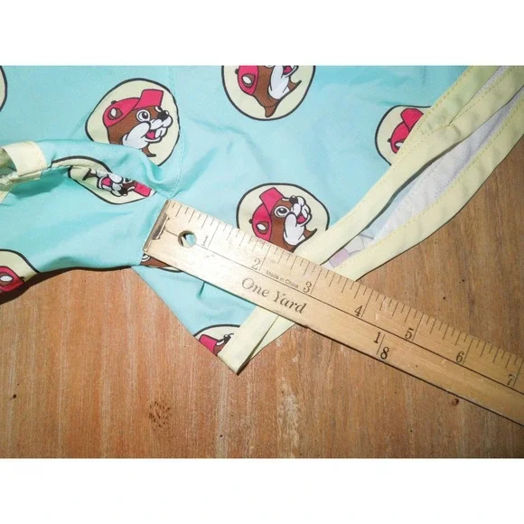 Buc-ee's Women's Running Shorts Size Medium Blue Beaver Logo Print Athletic - Picture 5 of 7